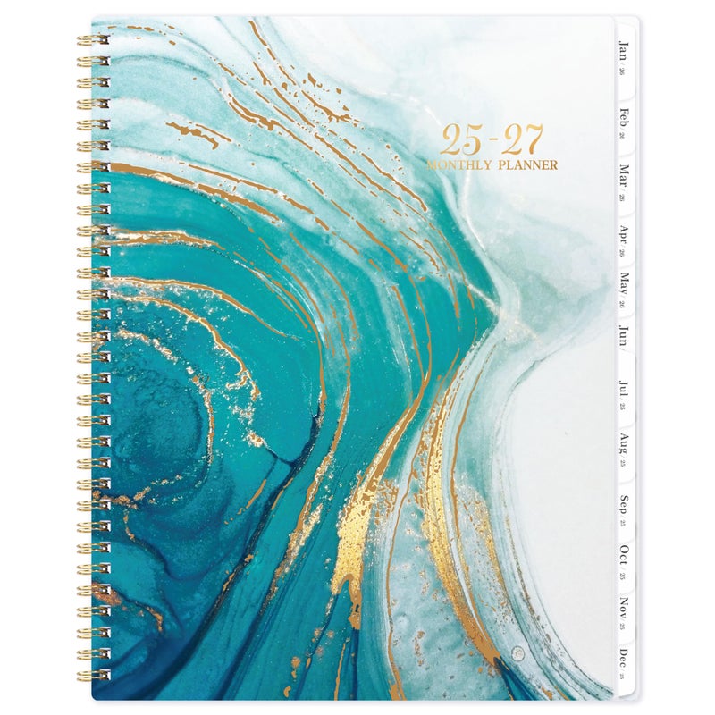 BooQool 2025-2027 Monthly Planner/Calendar - Jul. 2025 - Jun. 2027, 9"" x 11"", 2025-2027 Calendar Spiral Bound, 2 Year Monthly Planner with Tabs - Image 1